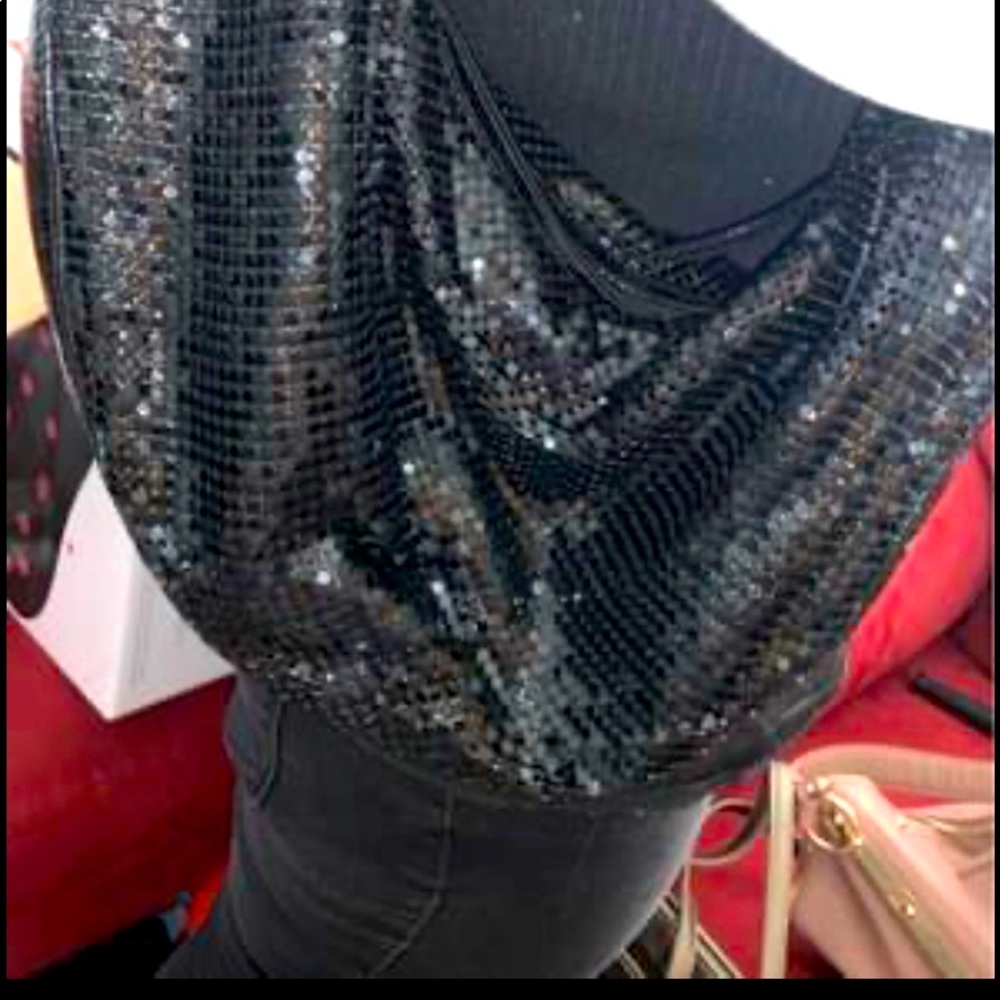 AUTH Jana Feifer Shimmery Black Mesh Handbag